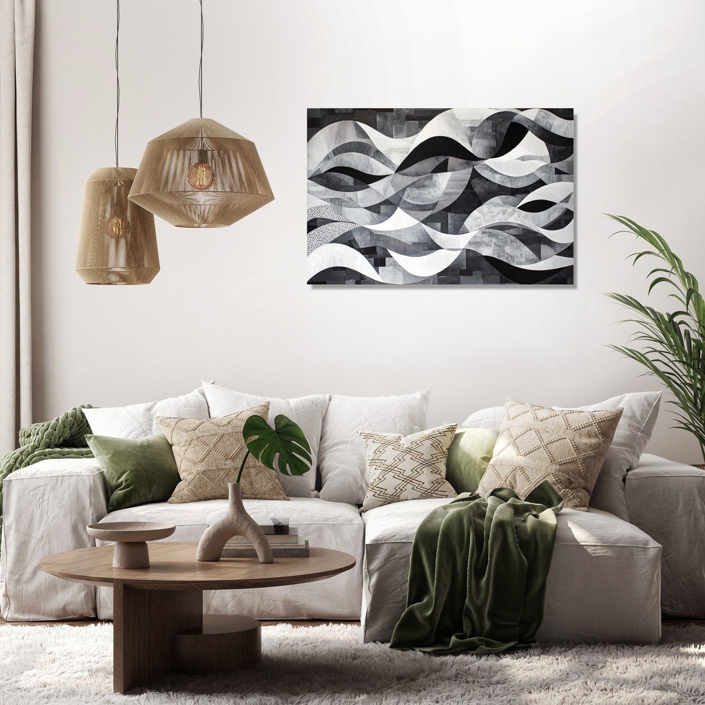 Monochromatic Waves Canvas