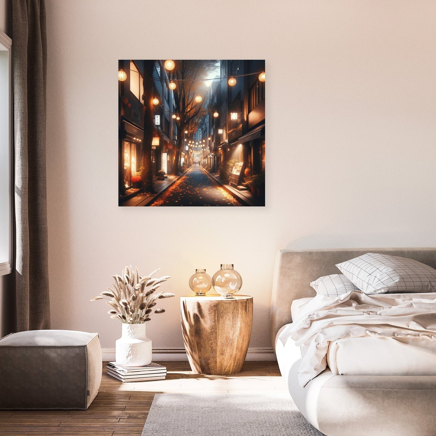 Autumn Alley at Night Canvas