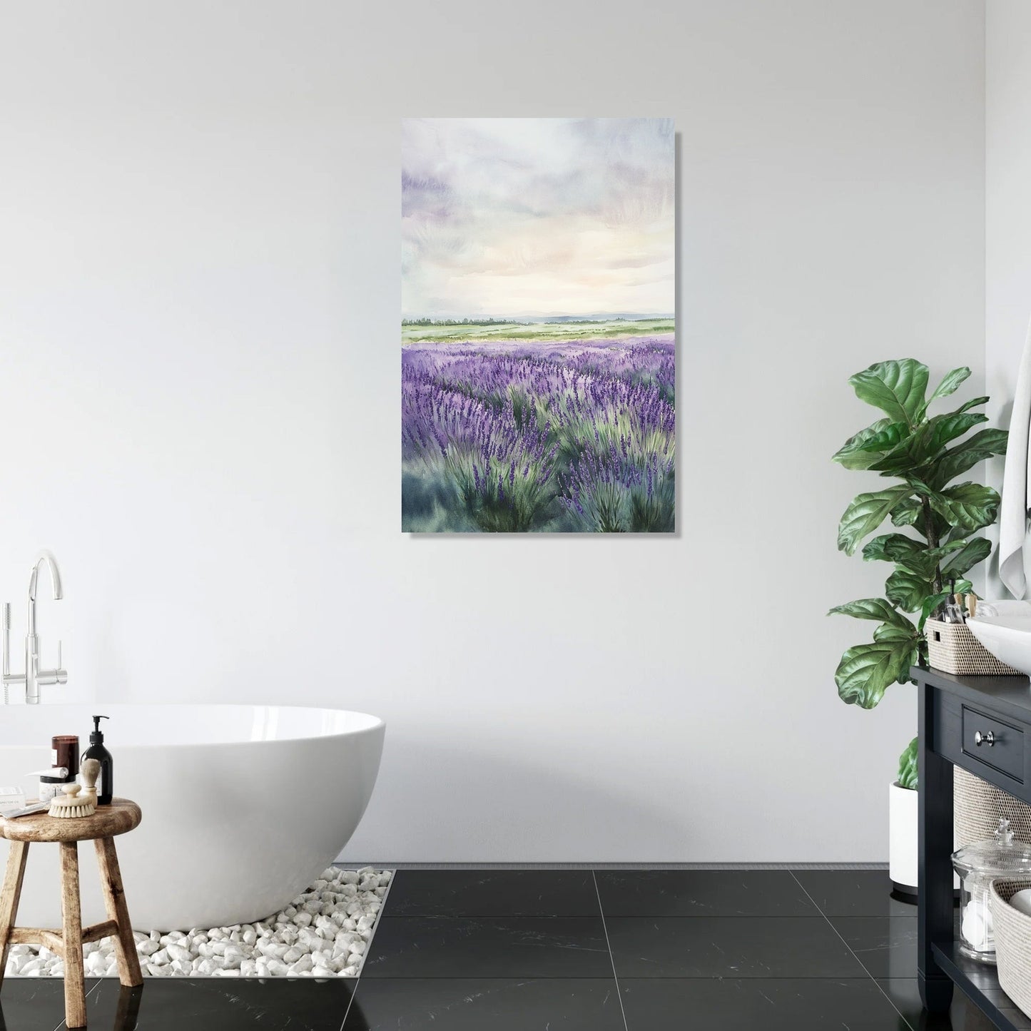 Melancholic Lavender Fields Canvas