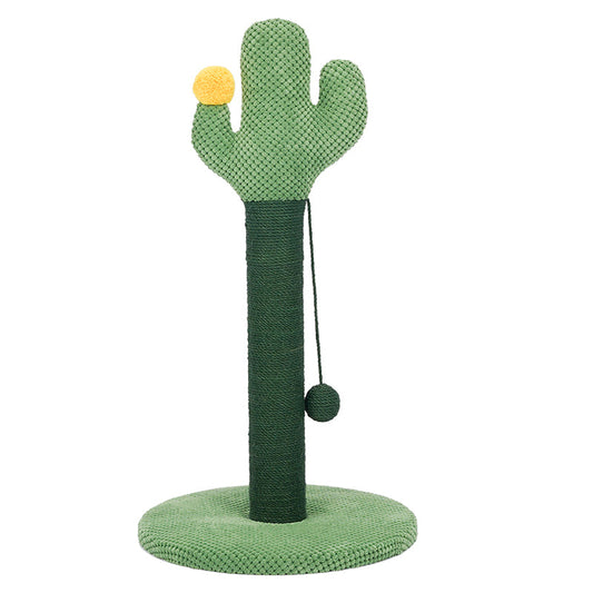 zeze Cactus Cat Scratching Post — Rope-Wound Column with Dangling Pom-Pom