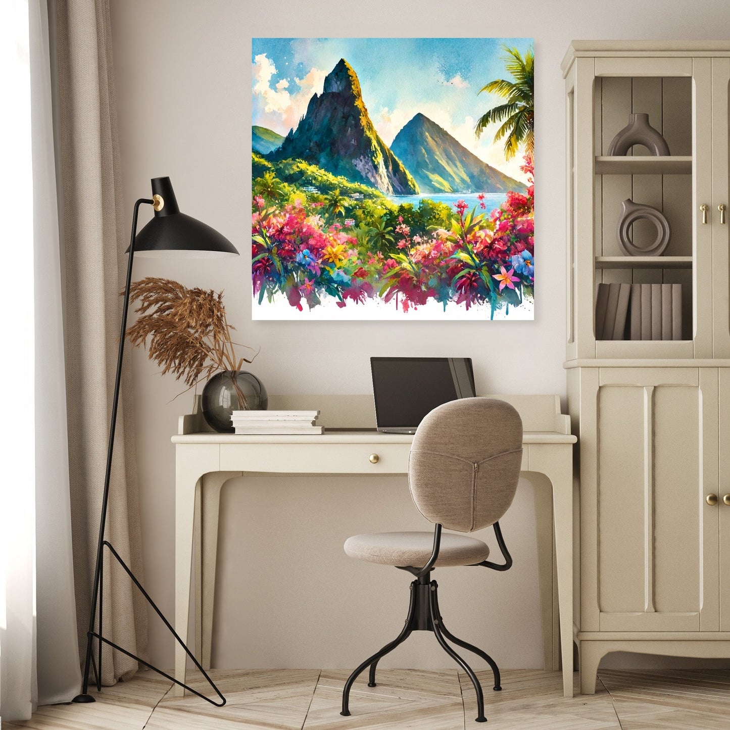 Volcanic Peaks and Blooms Canvas