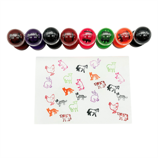 Double Sided Self Inking Farm Animal Stamper with Roller (single)