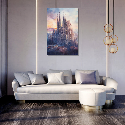 Sunset Serenity at Sagrada Familia Canvas