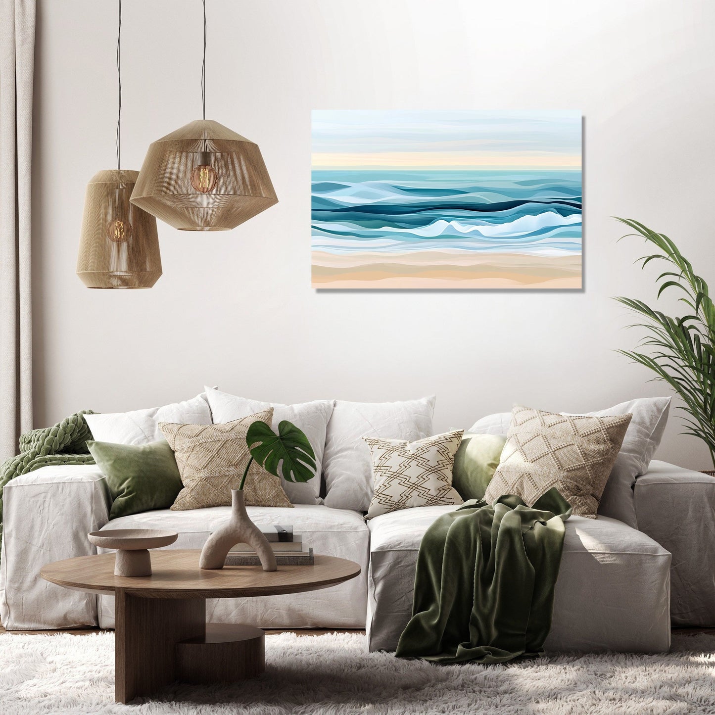 Tranquil Beach Waves Canvas