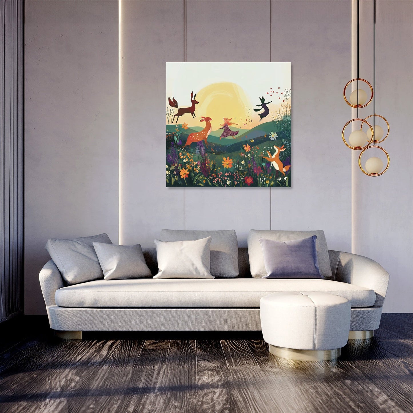 Dancing Animals Sunrise Canvas