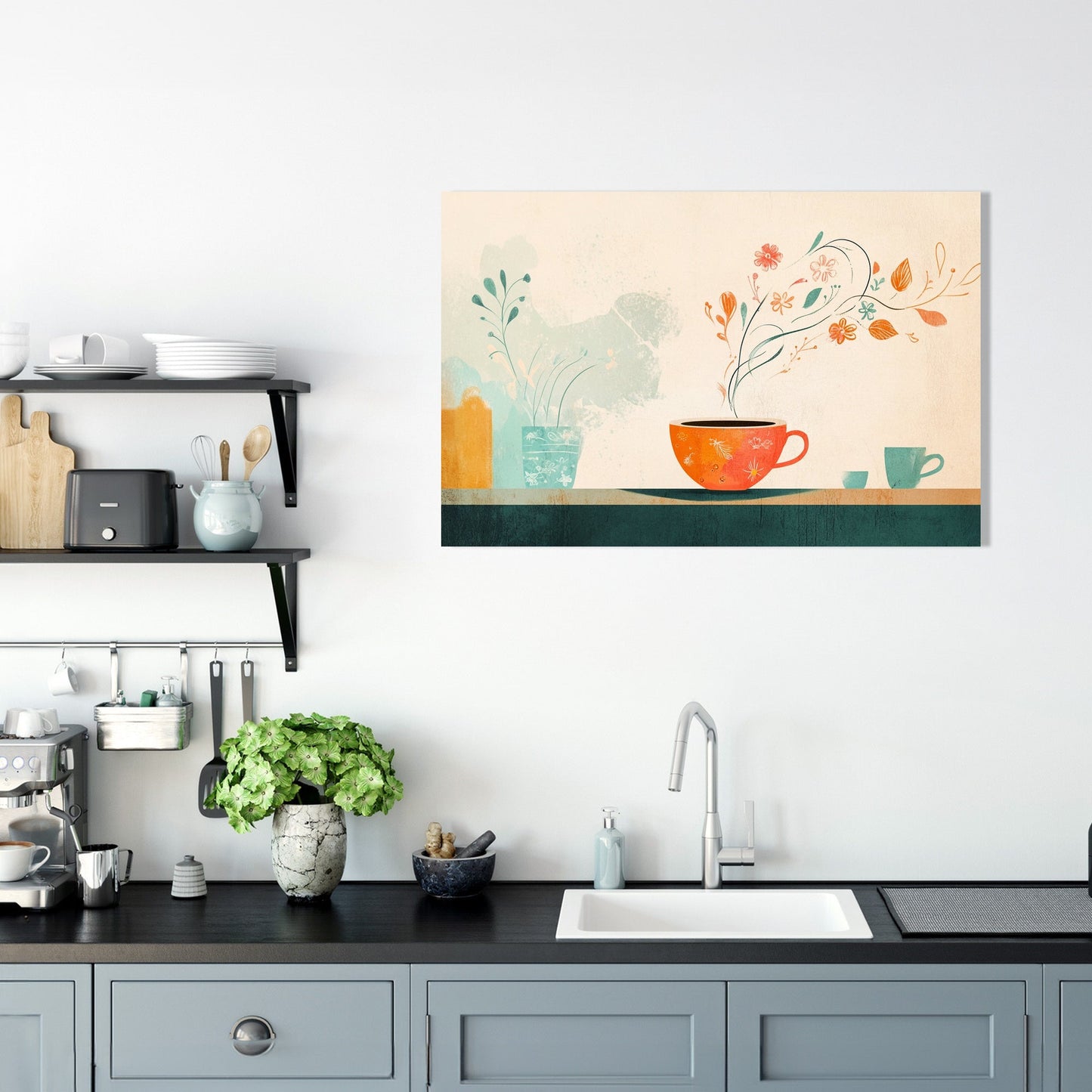 Floral Coffee Swirl Canvas