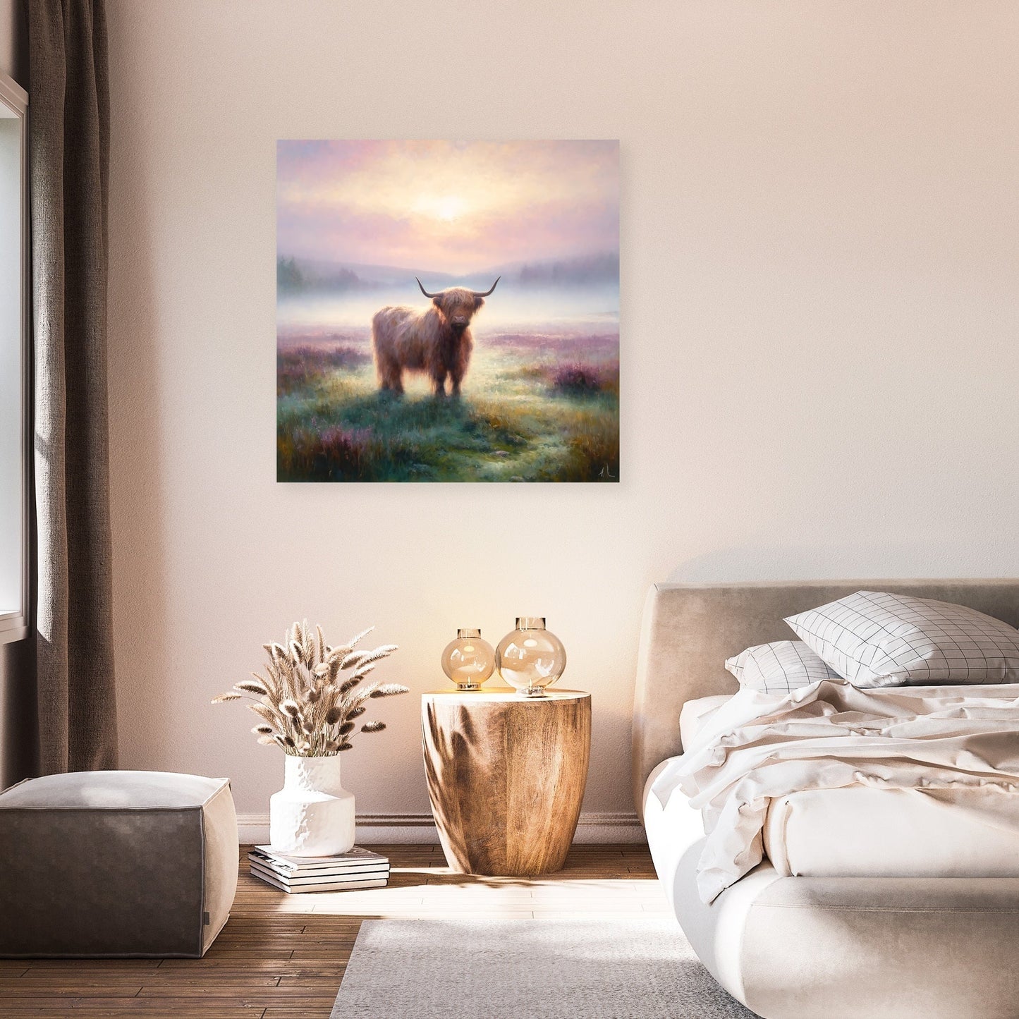Highland Cow Dawn Canvas