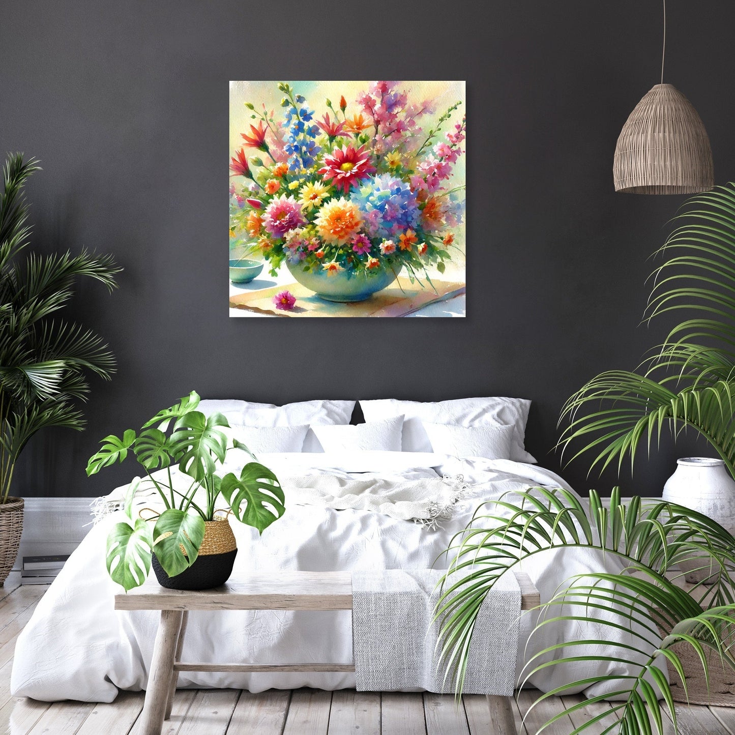 Vibrant Ikebana Canvas