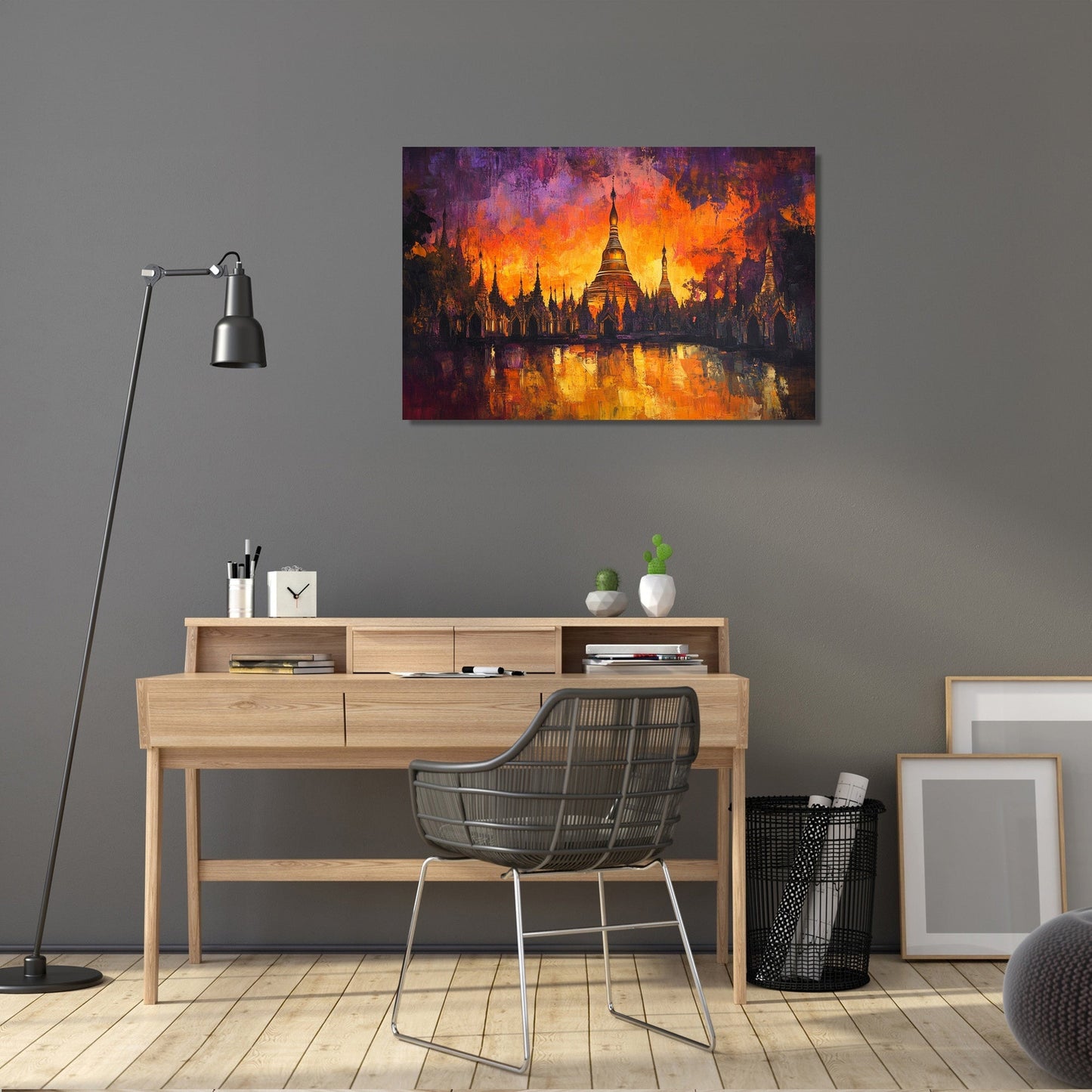 Shwedagon Sunset Reflection Canvas