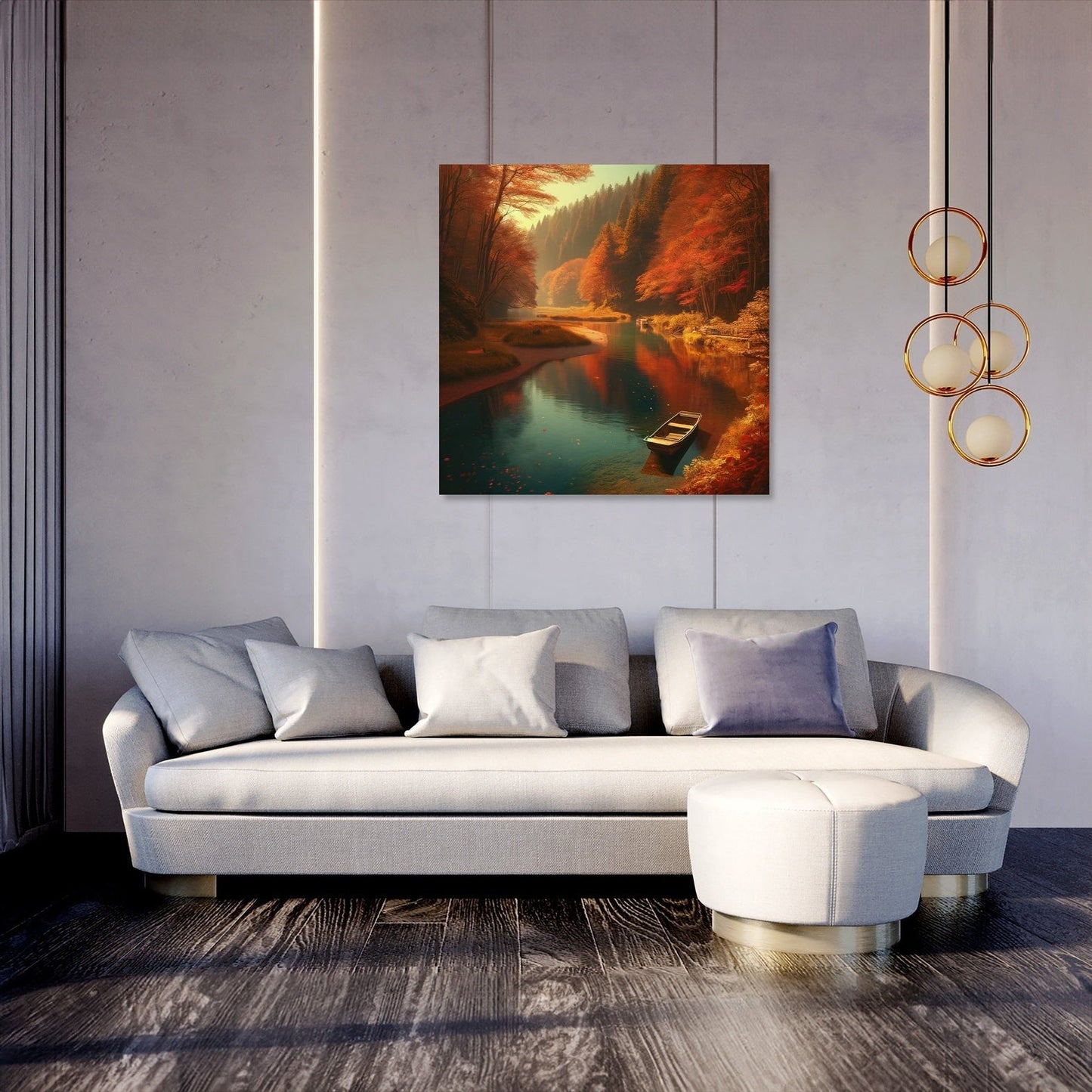 Autumn River Tranquility Canvas