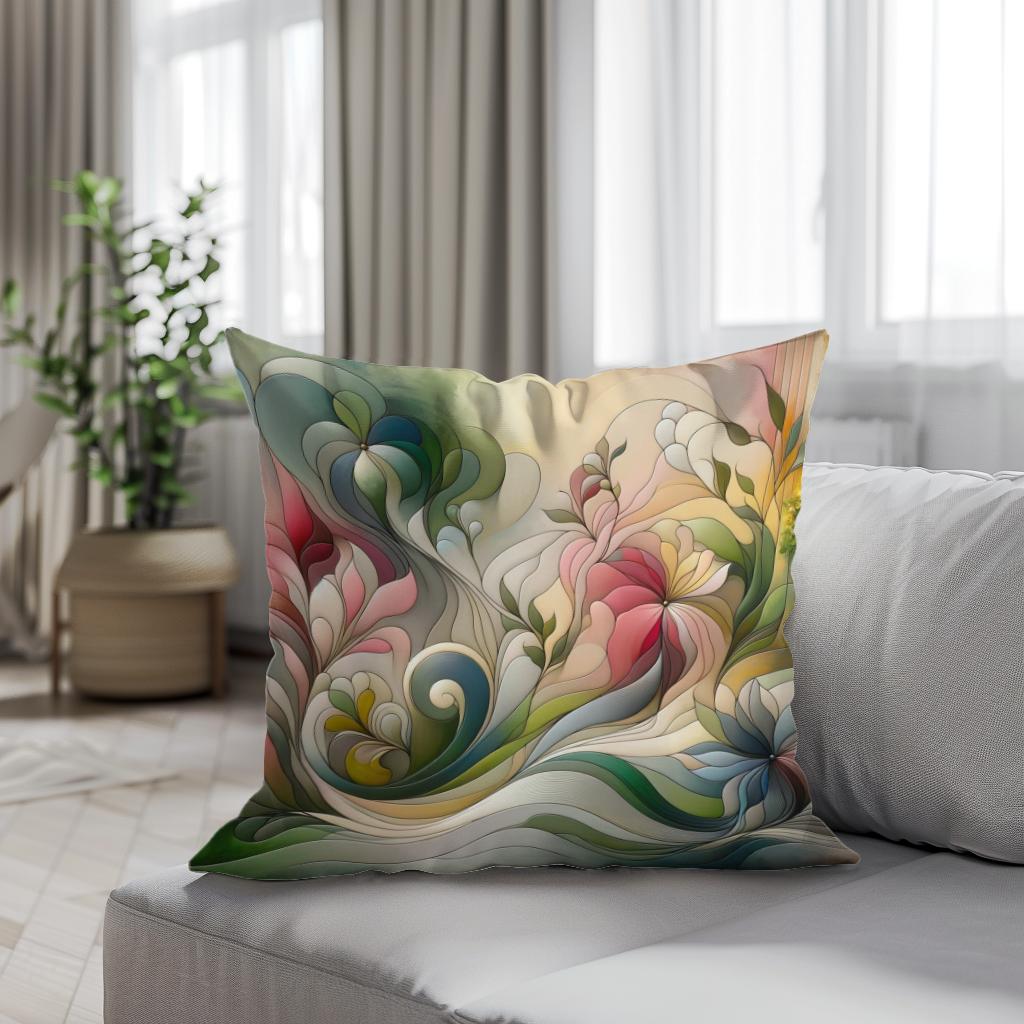 Blooming Abstraction Cotton Cushion