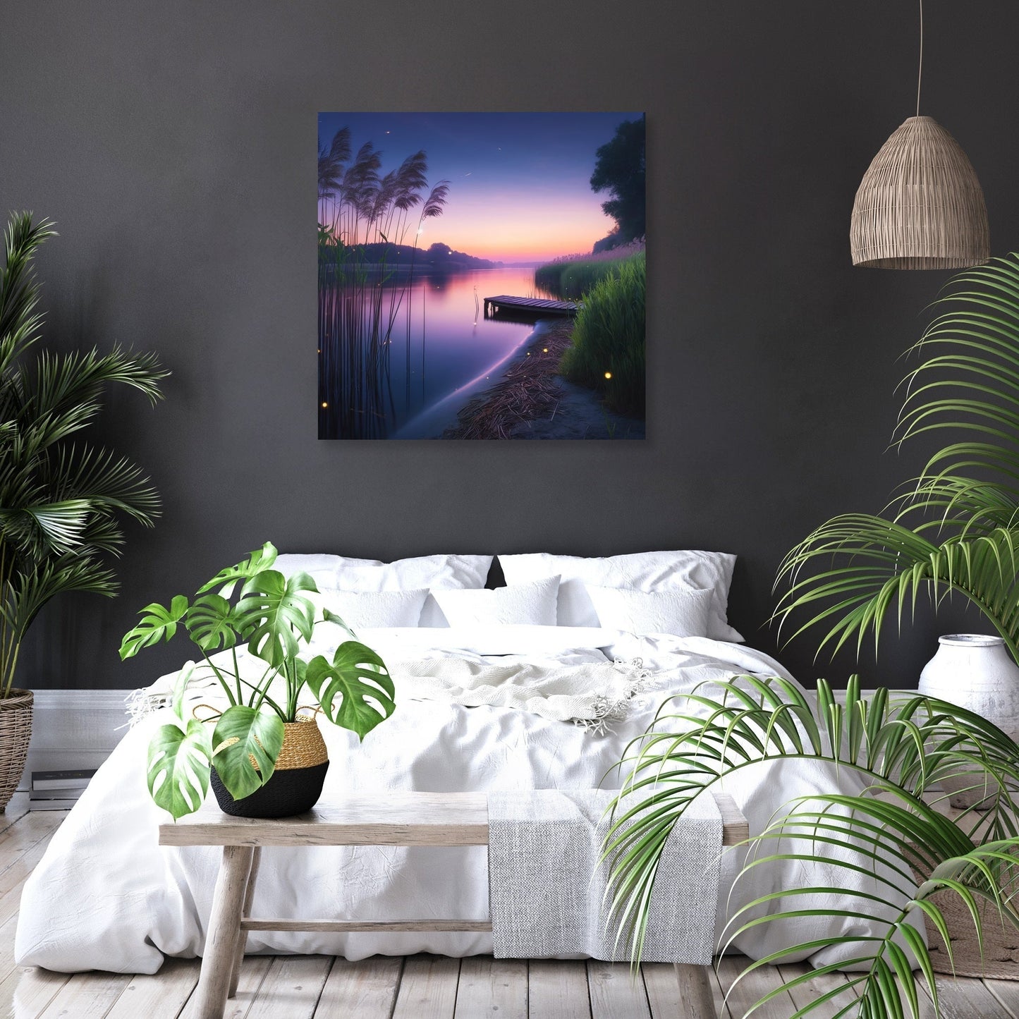 Twilight Riverbank Canvas