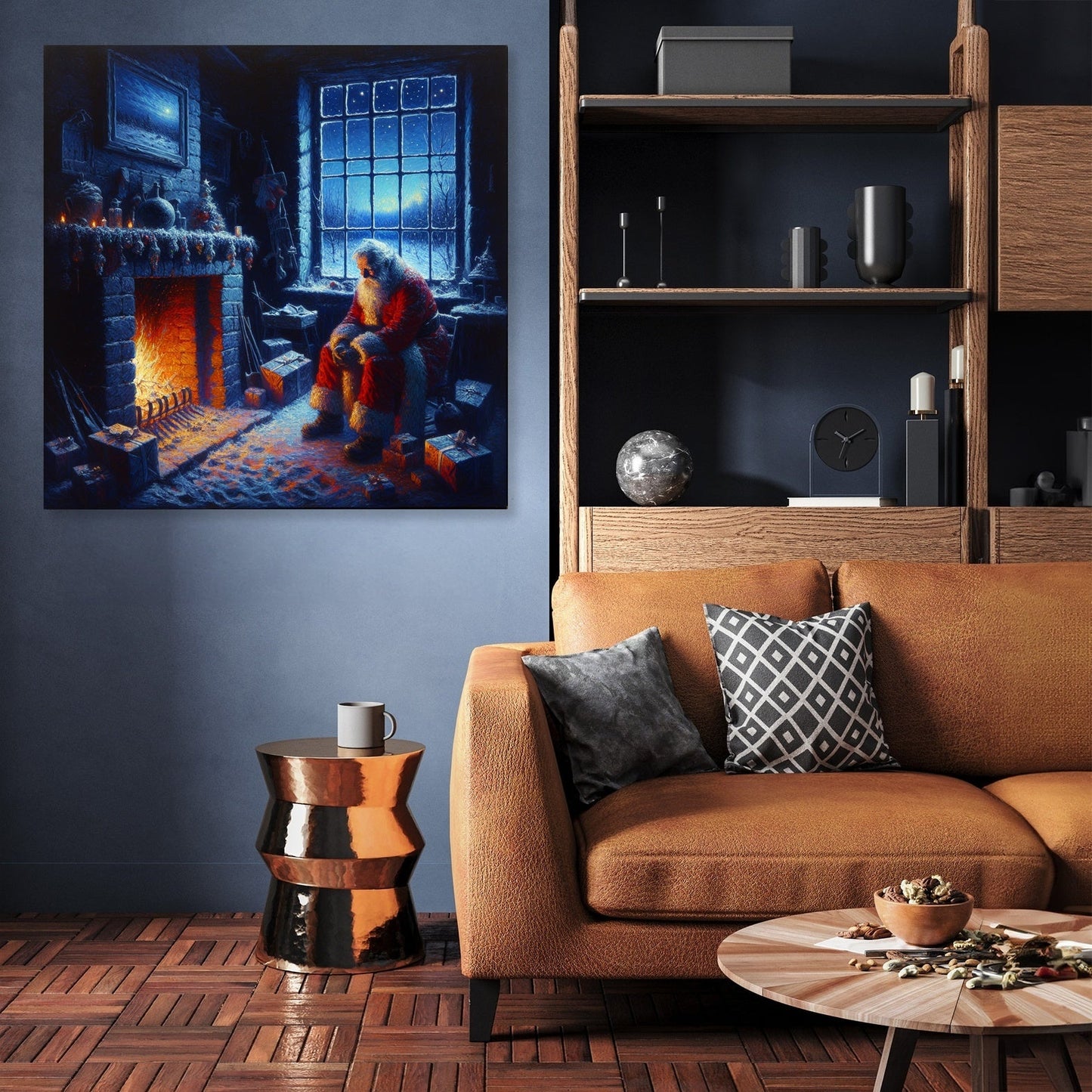 Santa's Solitary Hearth Canvas
