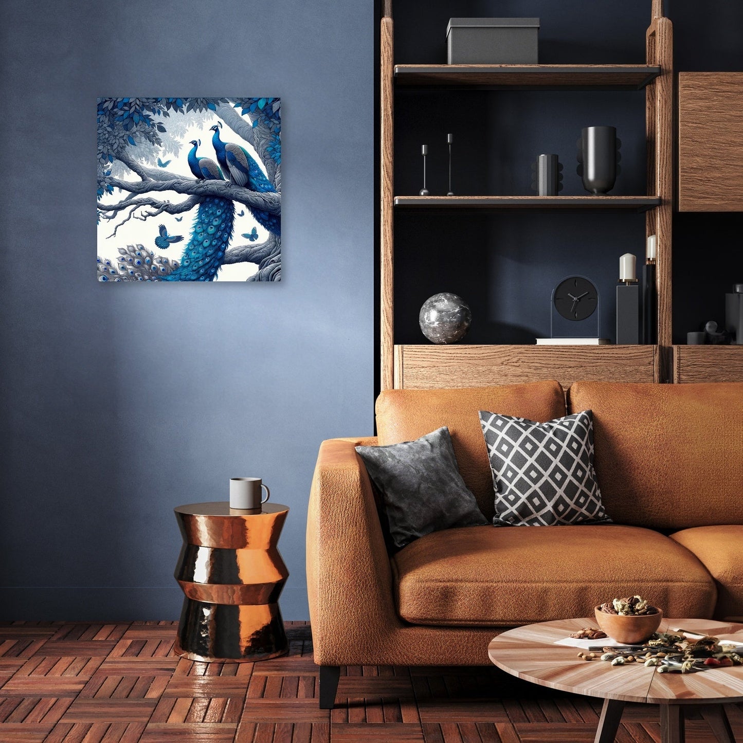 Blue Majesty Peacock Display Canvas