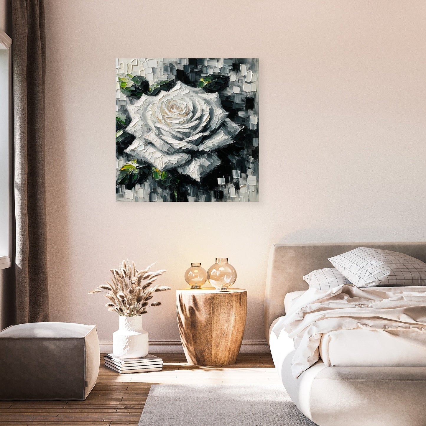 Monochrome Rose Canvas