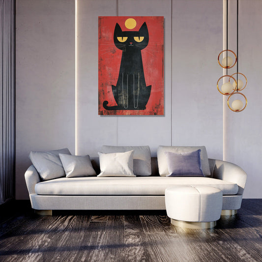 Edgy Black Cat Canvas