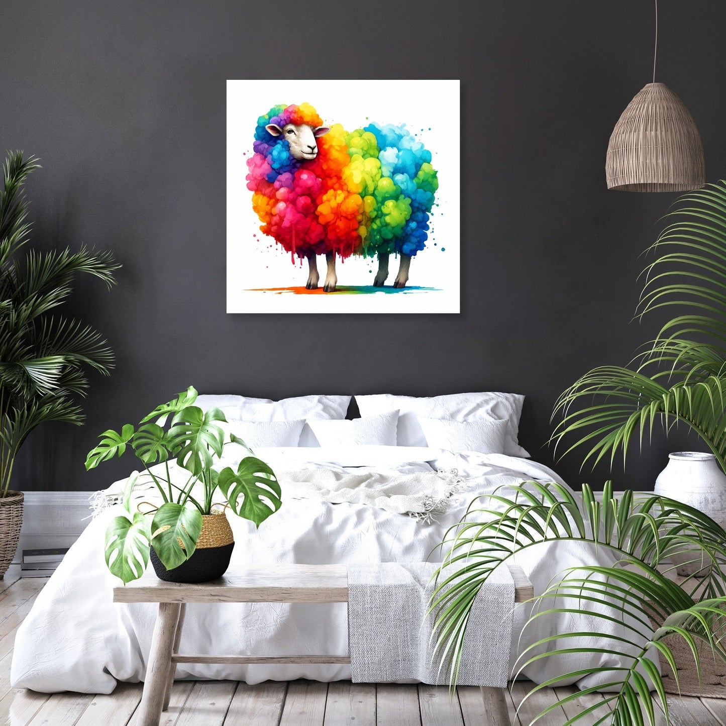 Rainbow Wool Sheep Canvas