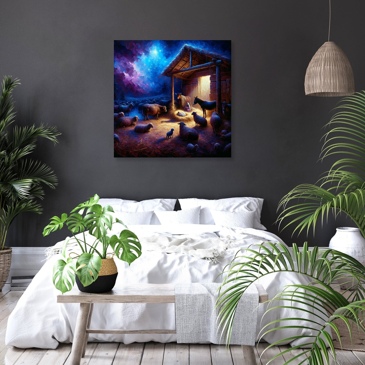 Divine Nativity Night Canvas