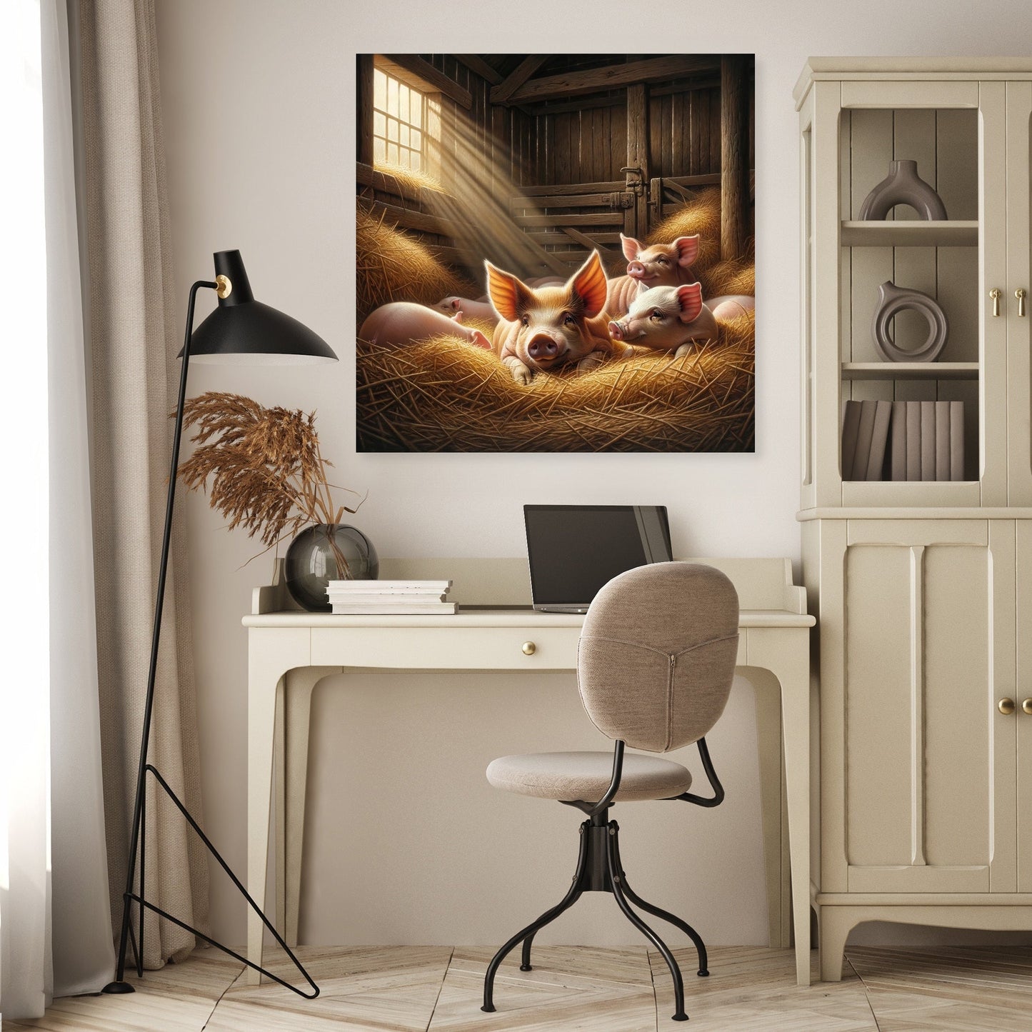 Cozy Barn Pigs Canvas