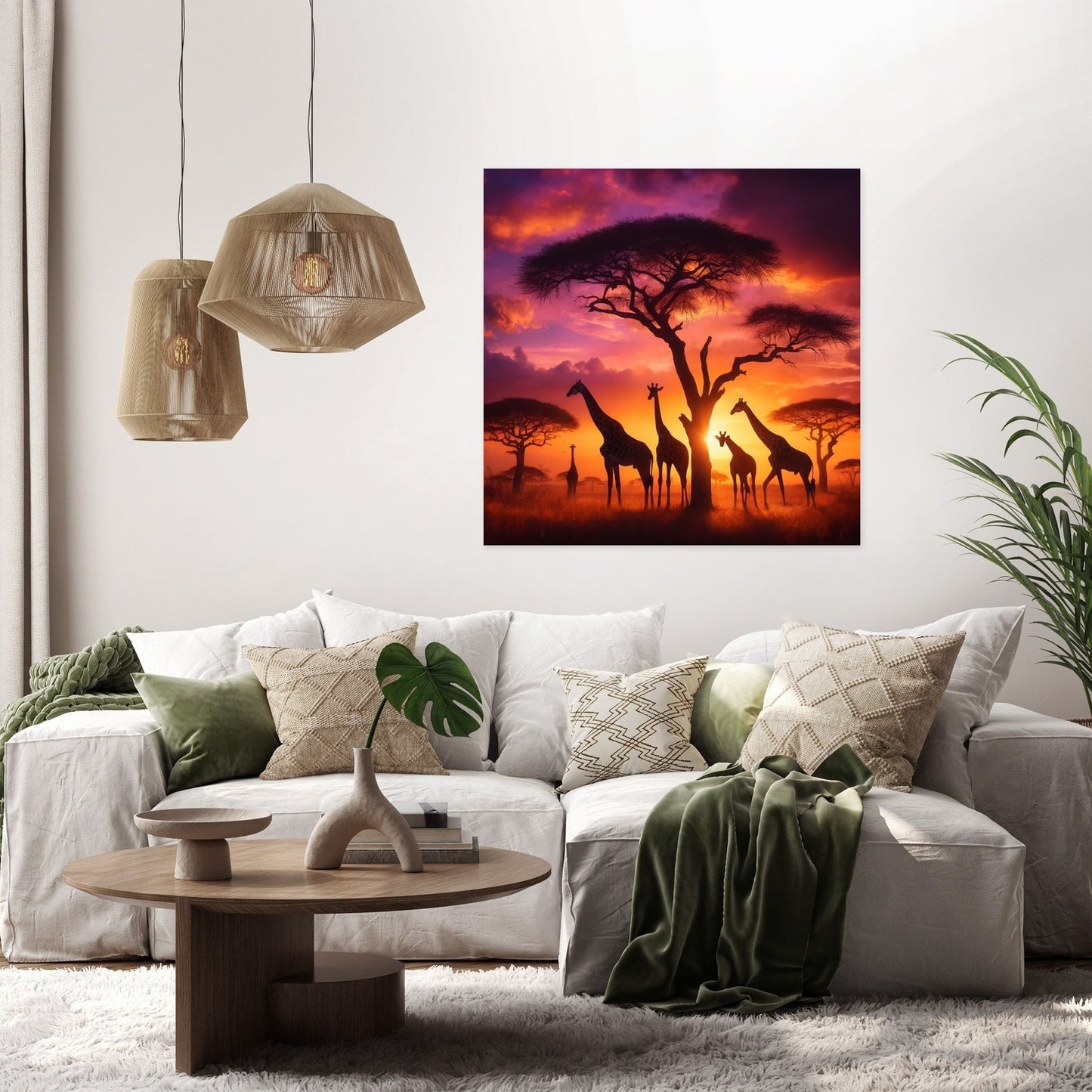 Sunset Giraffes Canvas