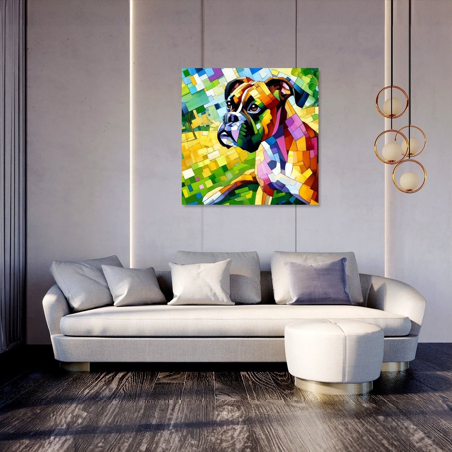 Boxer's Day Out Vibrant Energy Canvas