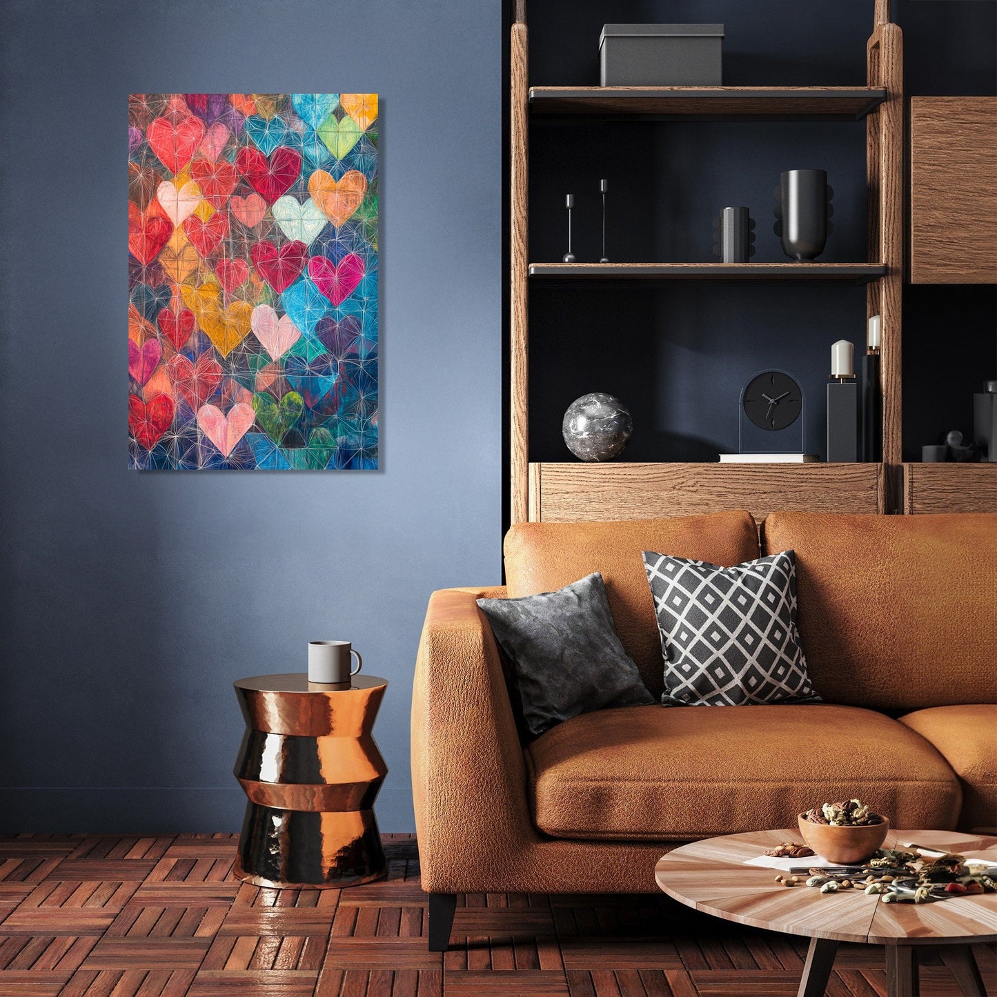 Intertwined Hearts Geometry Canvas