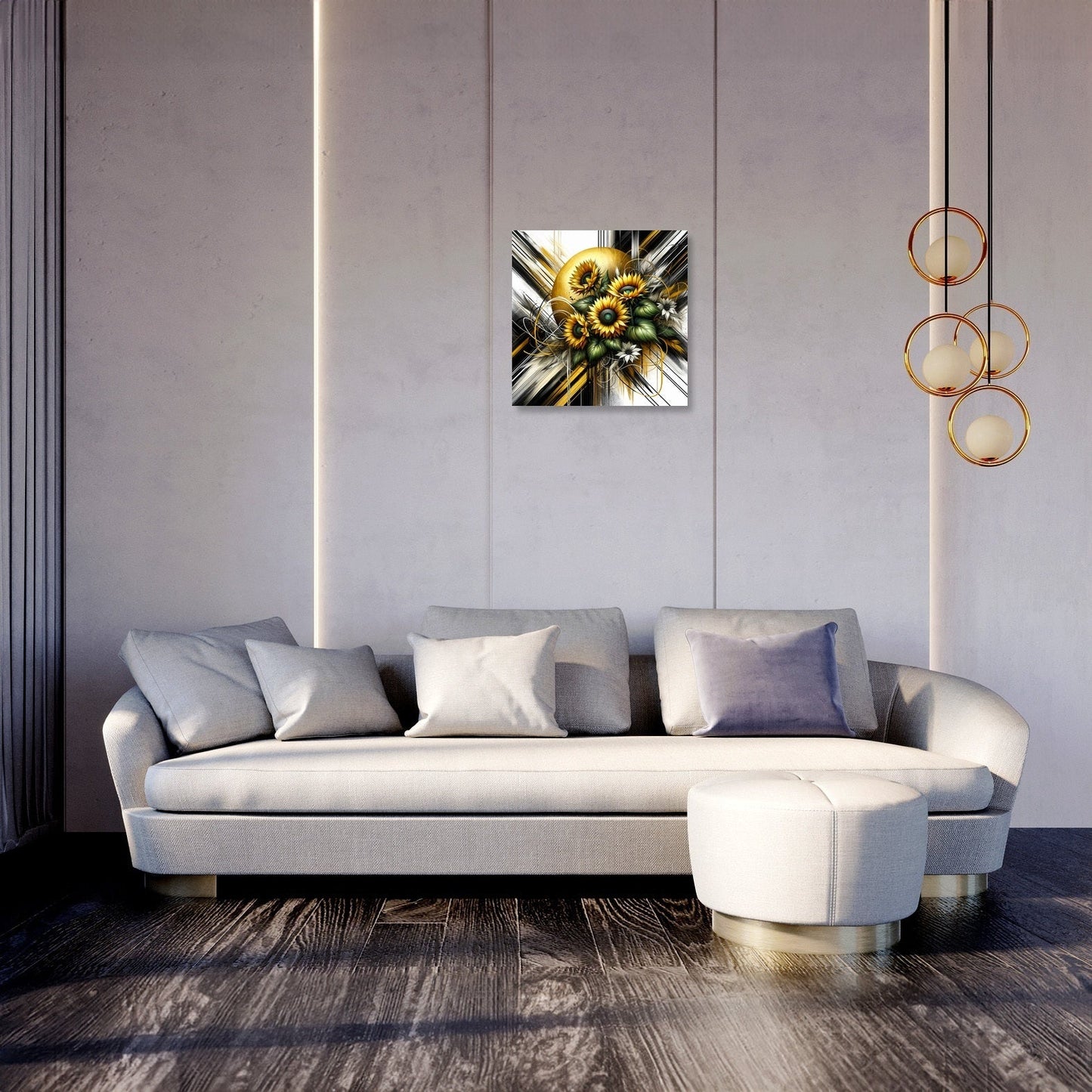 Golden Sunflower Abstract Canvas
