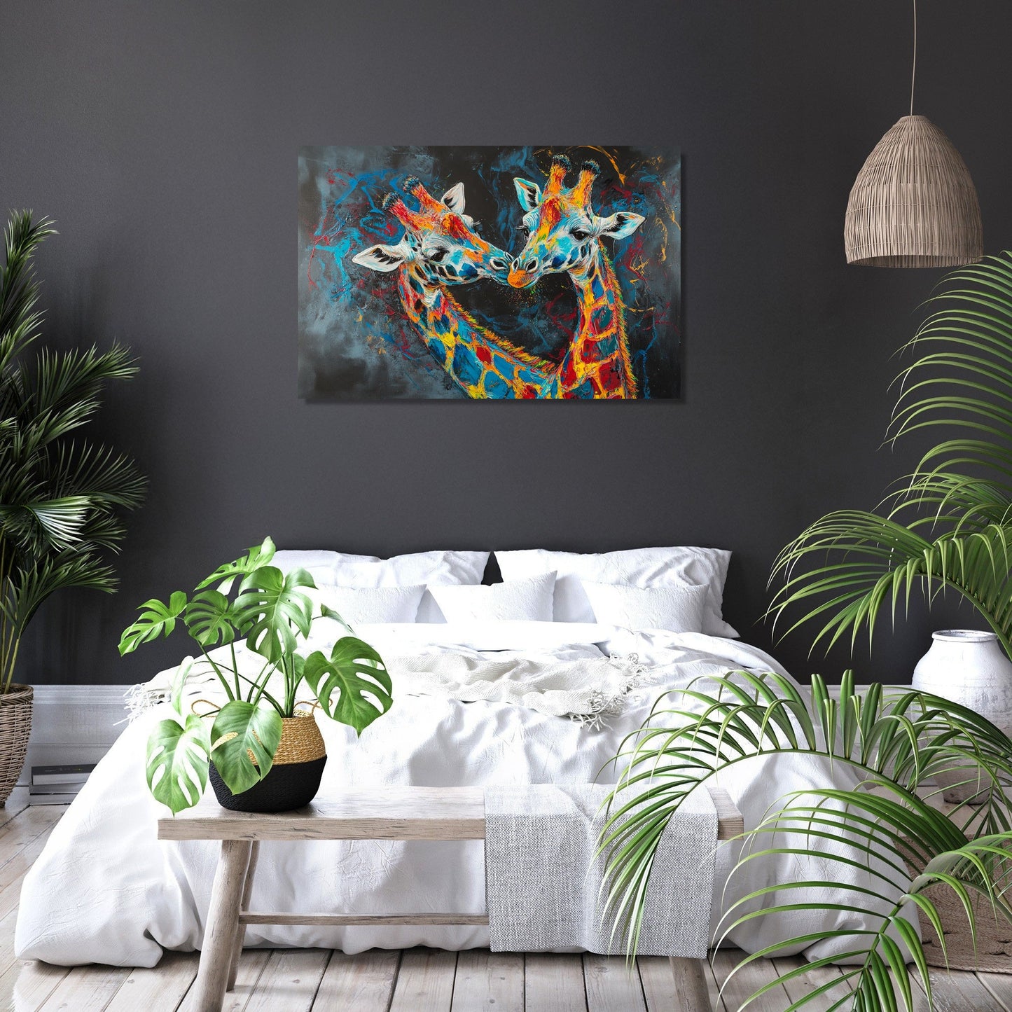 Vibrant Giraffe Duet Canvas