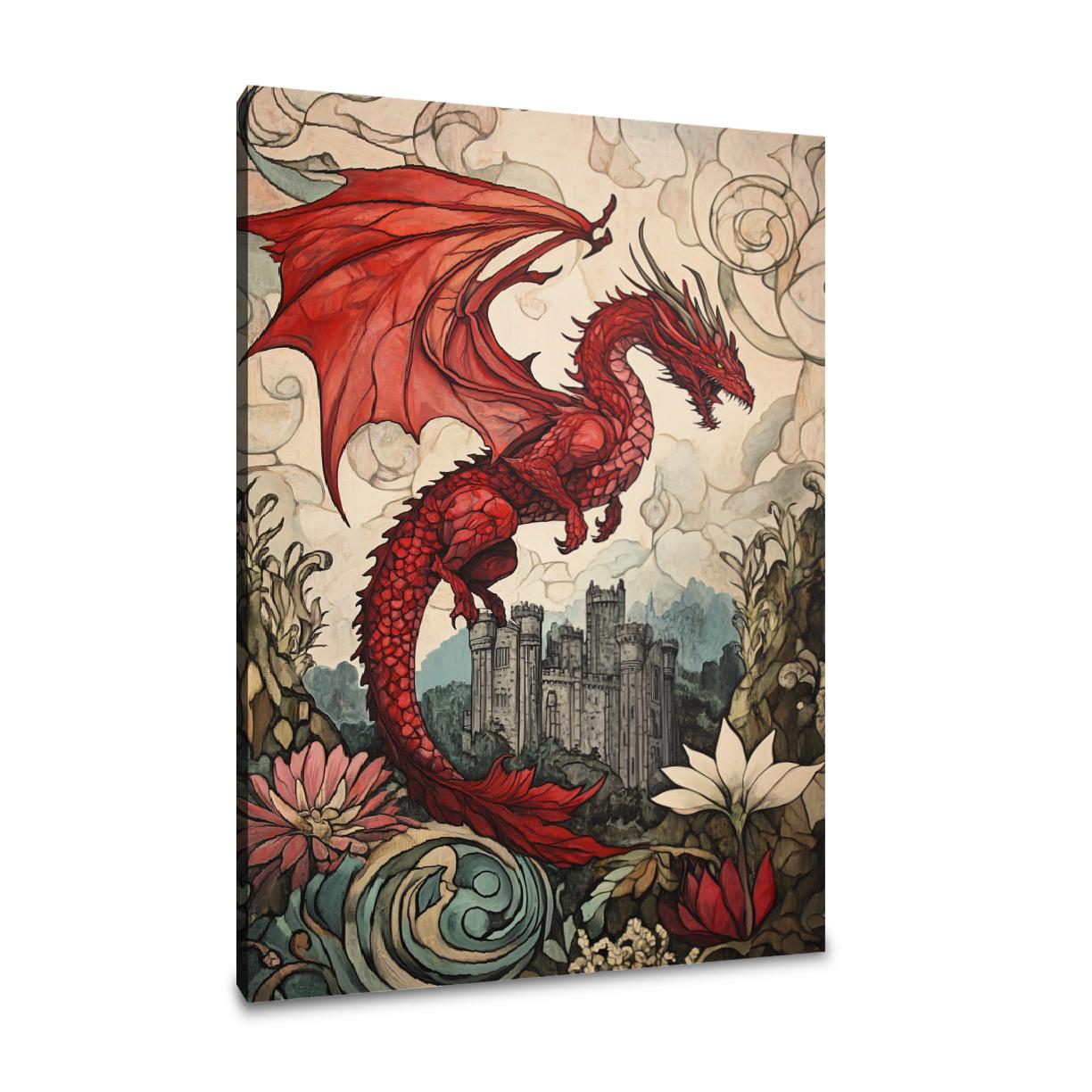 Dragon's Majesty Over Caernarfon Canvas
