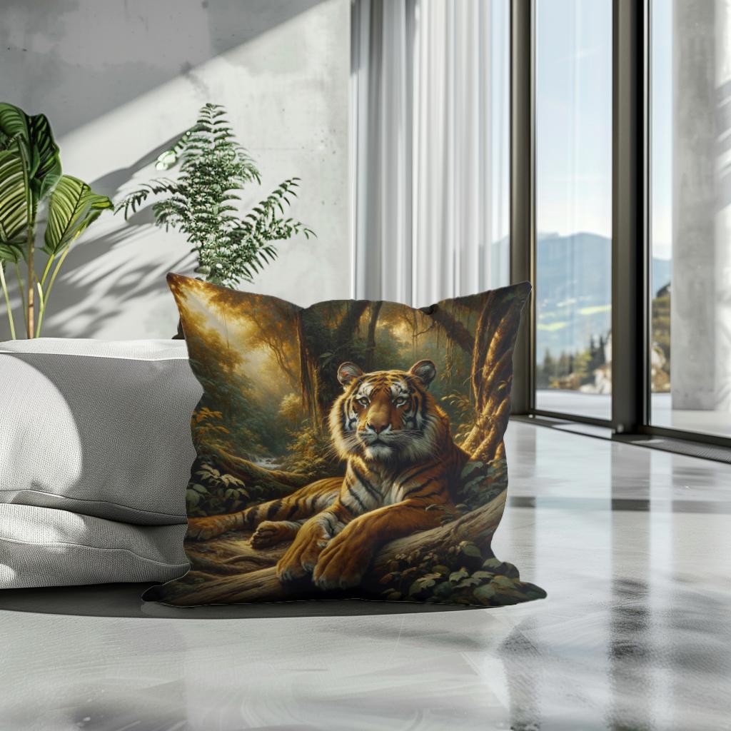 Jungle Repose Tiger Cotton Cushion