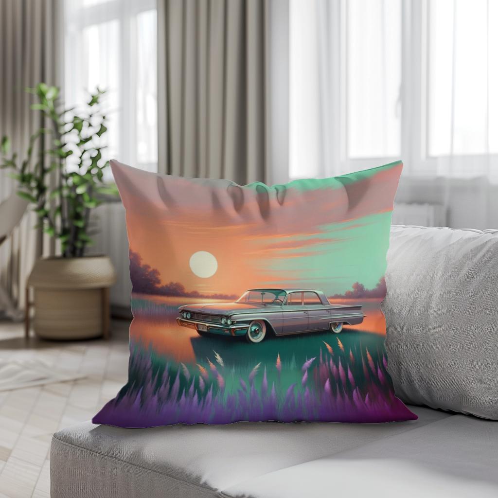 Meadow Sunset Drive Cotton Cushion