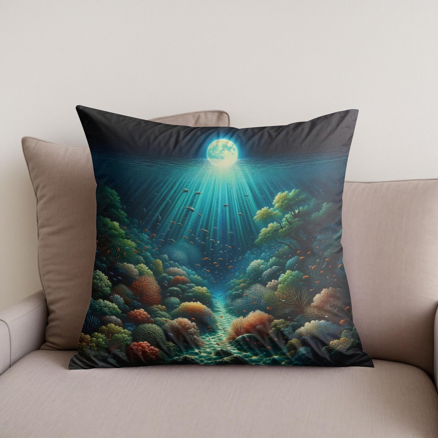 Moonlit Reef Cotton Cushion