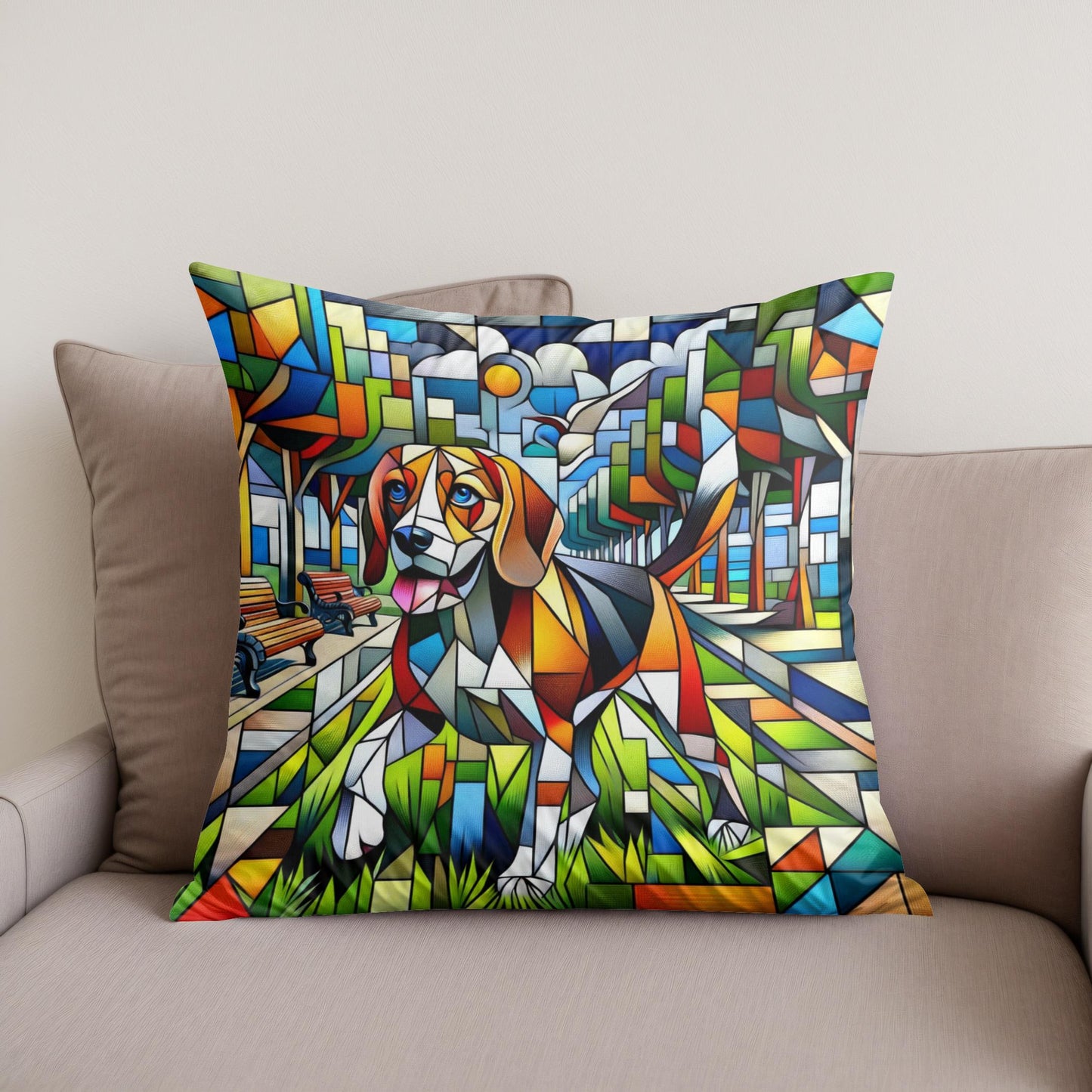 Cubist Canine Cotton Cushion