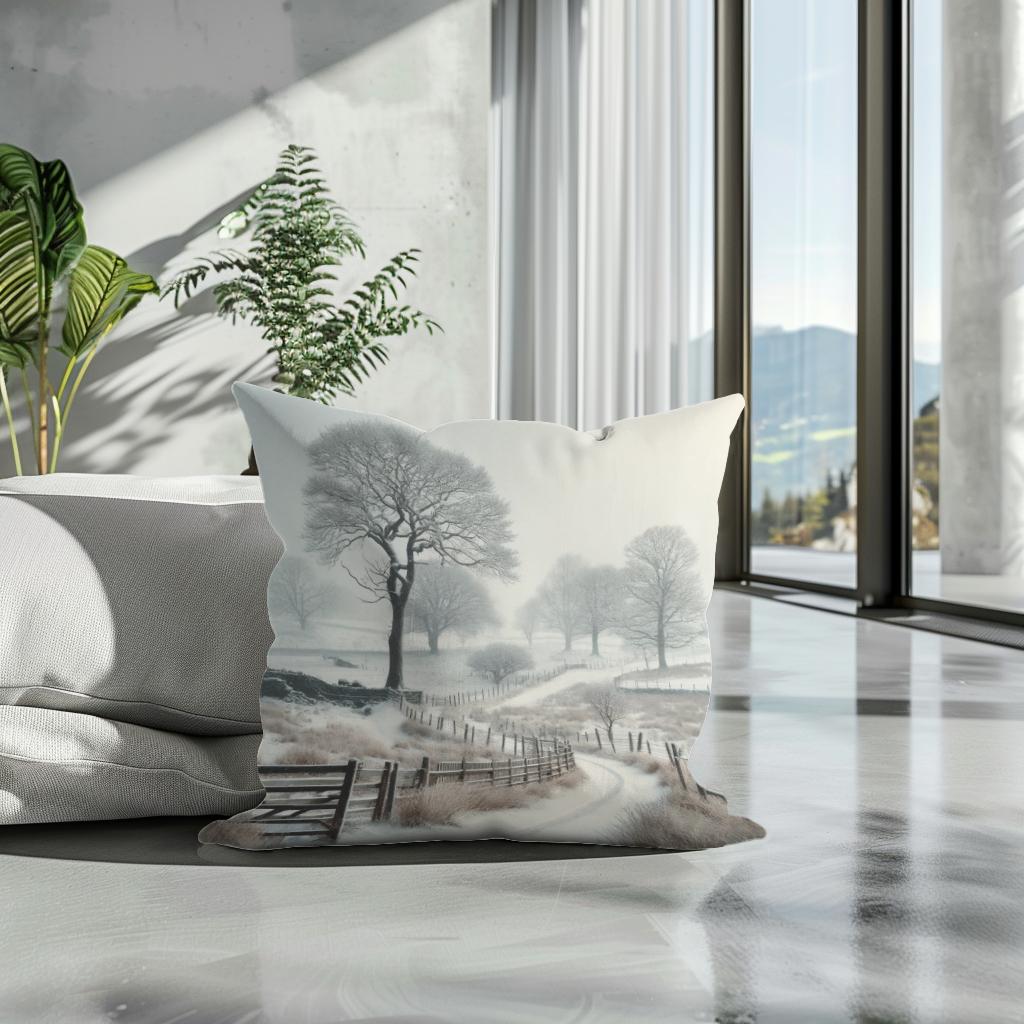 Winter Countryside Cotton Cushion