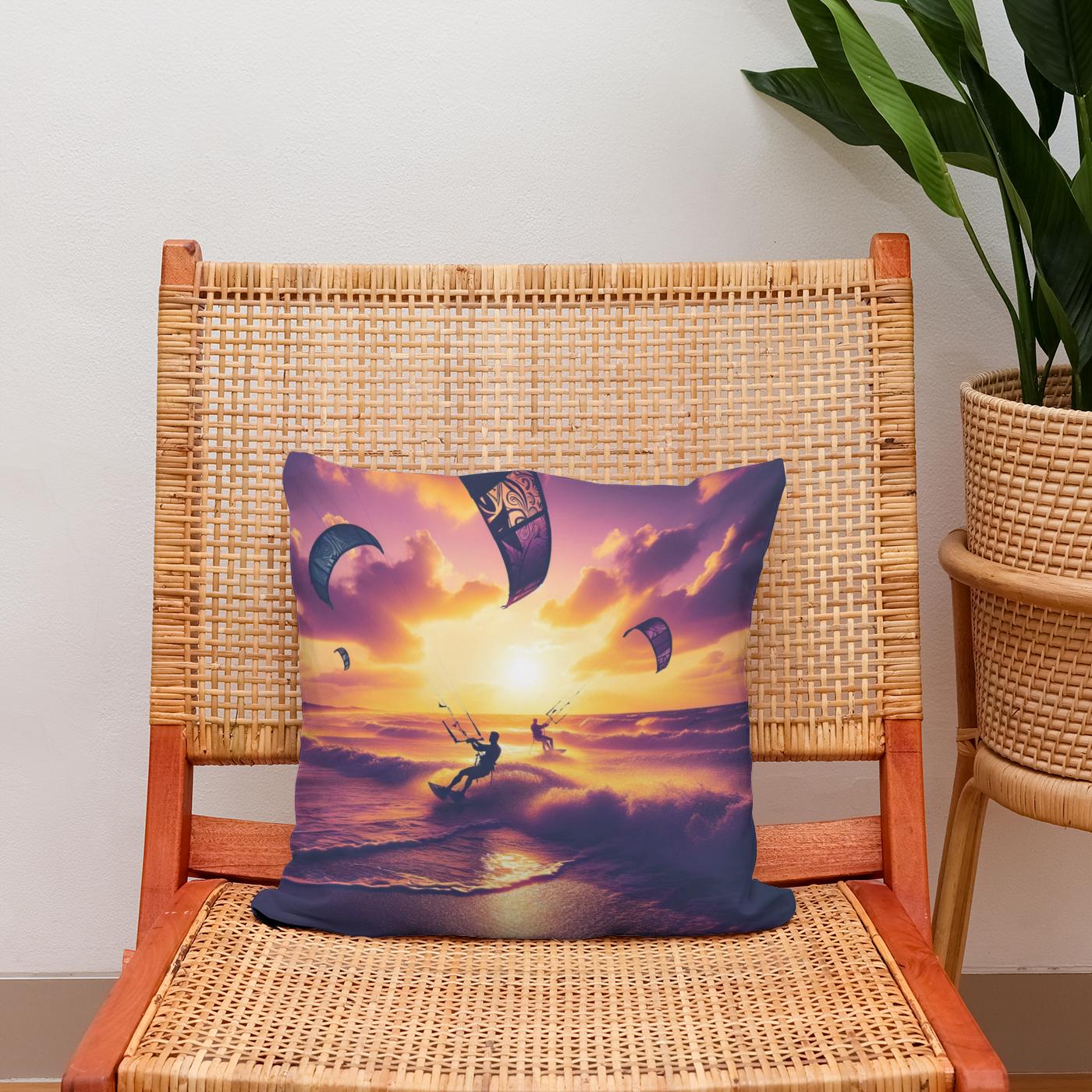 Summer Dusk Kitesurf Cotton Cushion