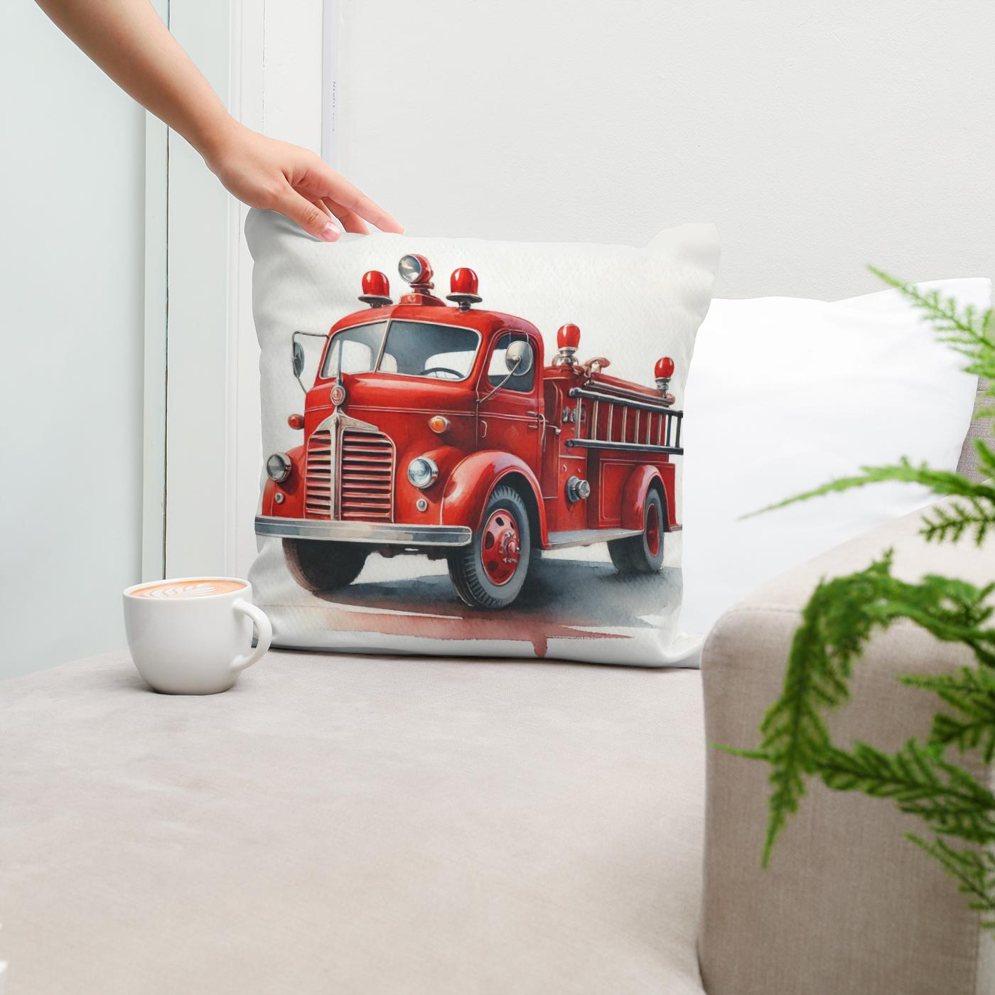 Vintage Fire Truck Cotton Cushion