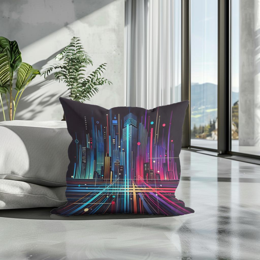 Neon City Pulse Cotton Cushion