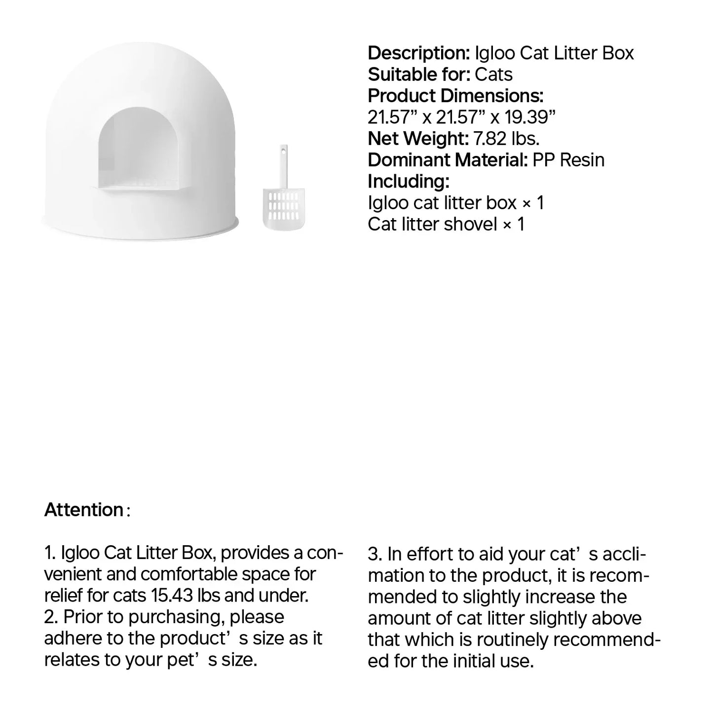 Snow Dome Cat Litter Box with Litter Leakage Guard and Dog Proof Design