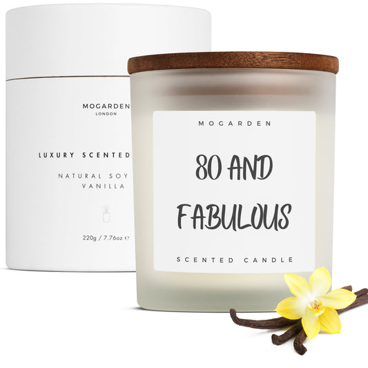 80th Birthday Candle - Luxury Vanilla Soy 220g | 80th Birthday Gift