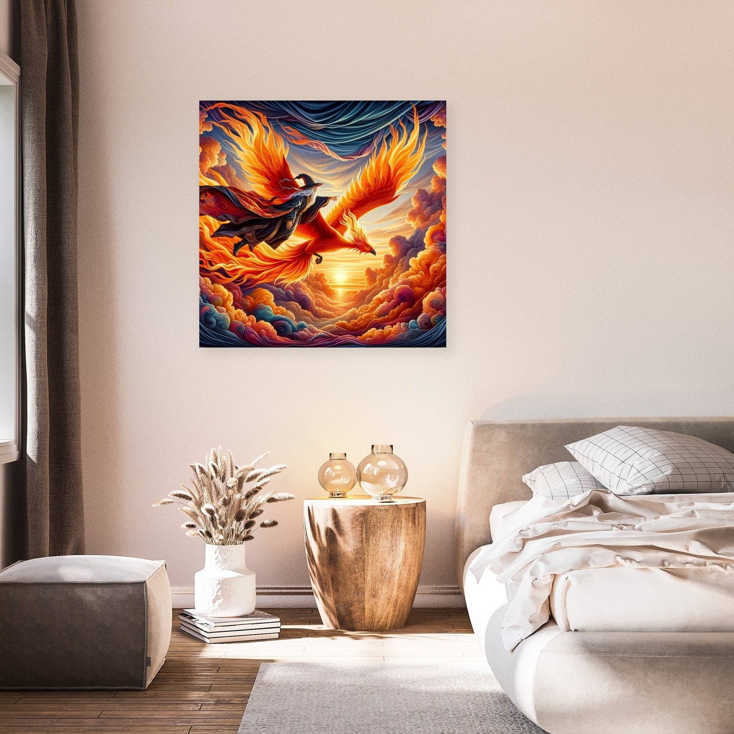 Sunset Soar Phoenix and Wizard Canvas