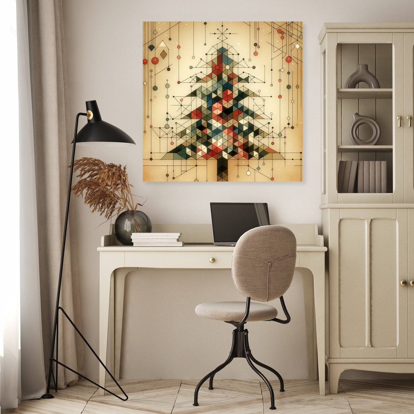 Geometric Festivity Christmas Tree Canvas