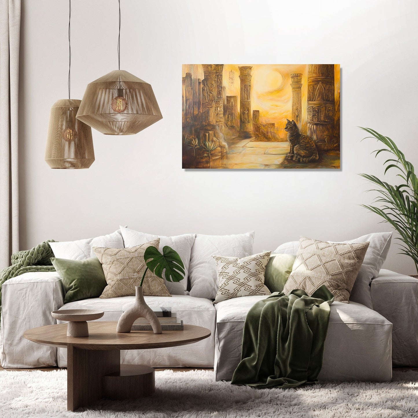 Majestic Feline Temple Canvas