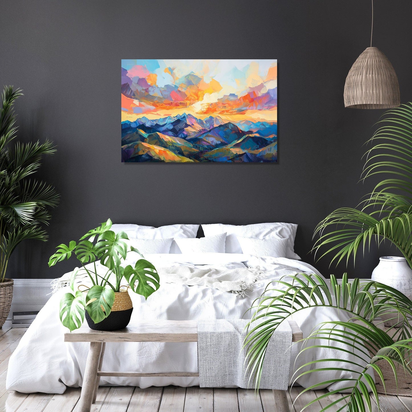 Chaotic Sunset Geometry Canvas