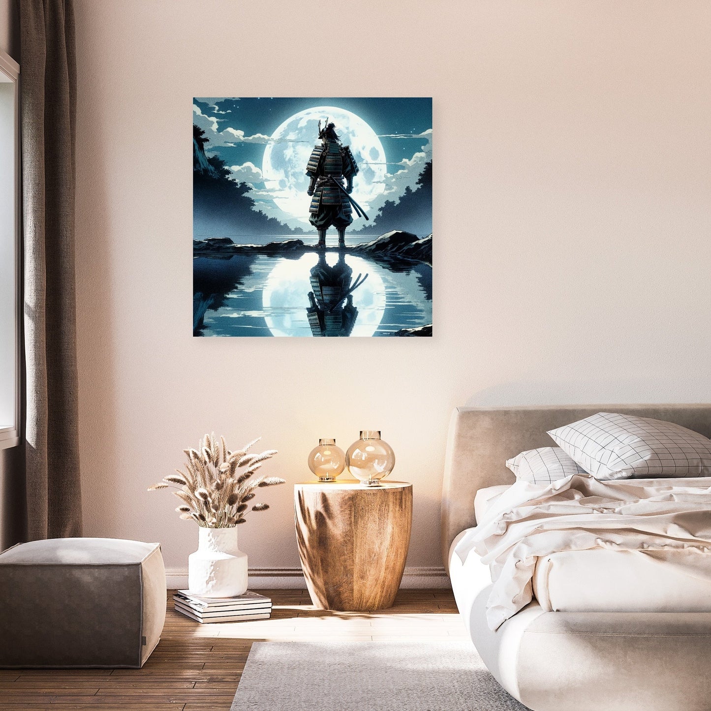 Moonlit Samurai Reflection Canvas