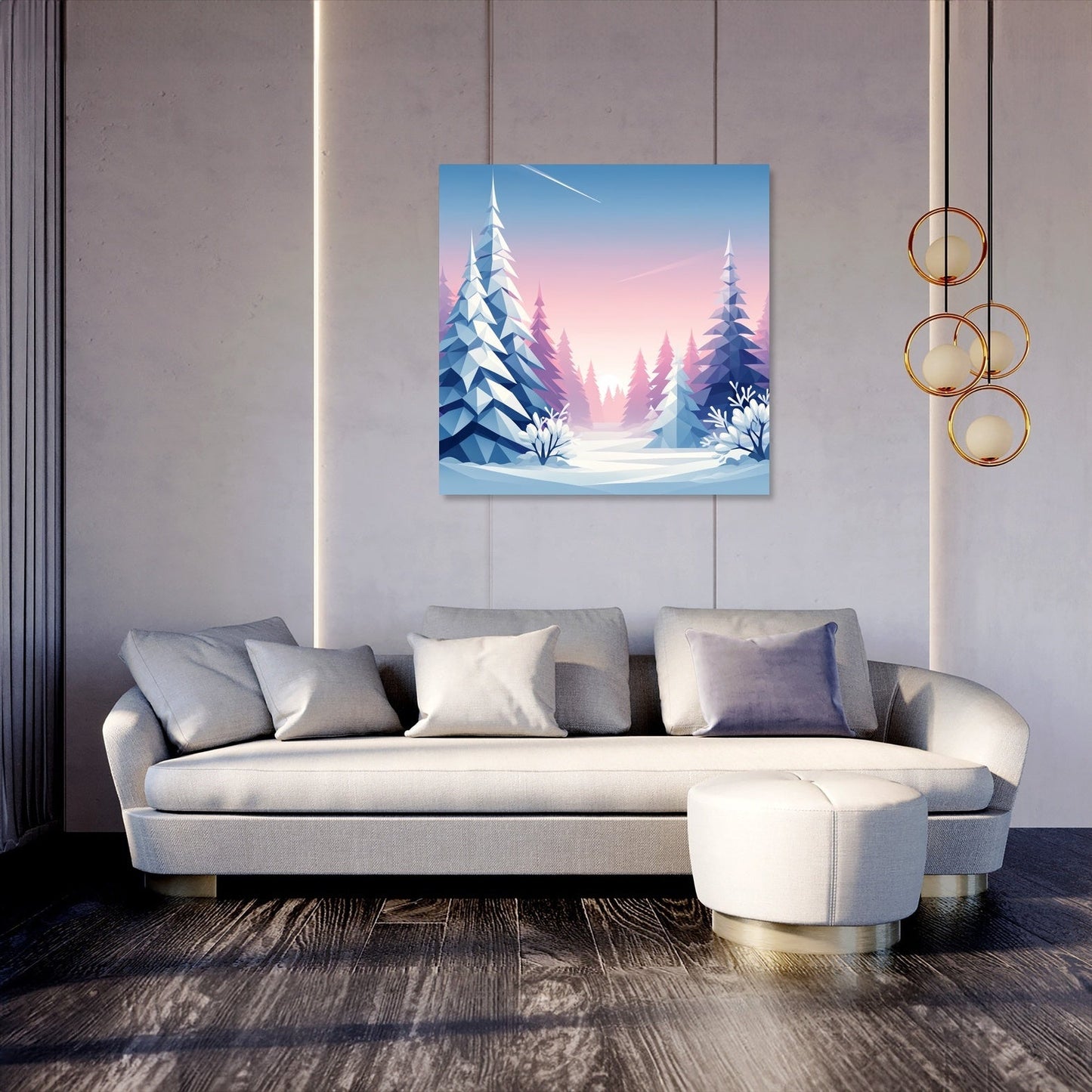 Frosty Dawn Geometry Canvas