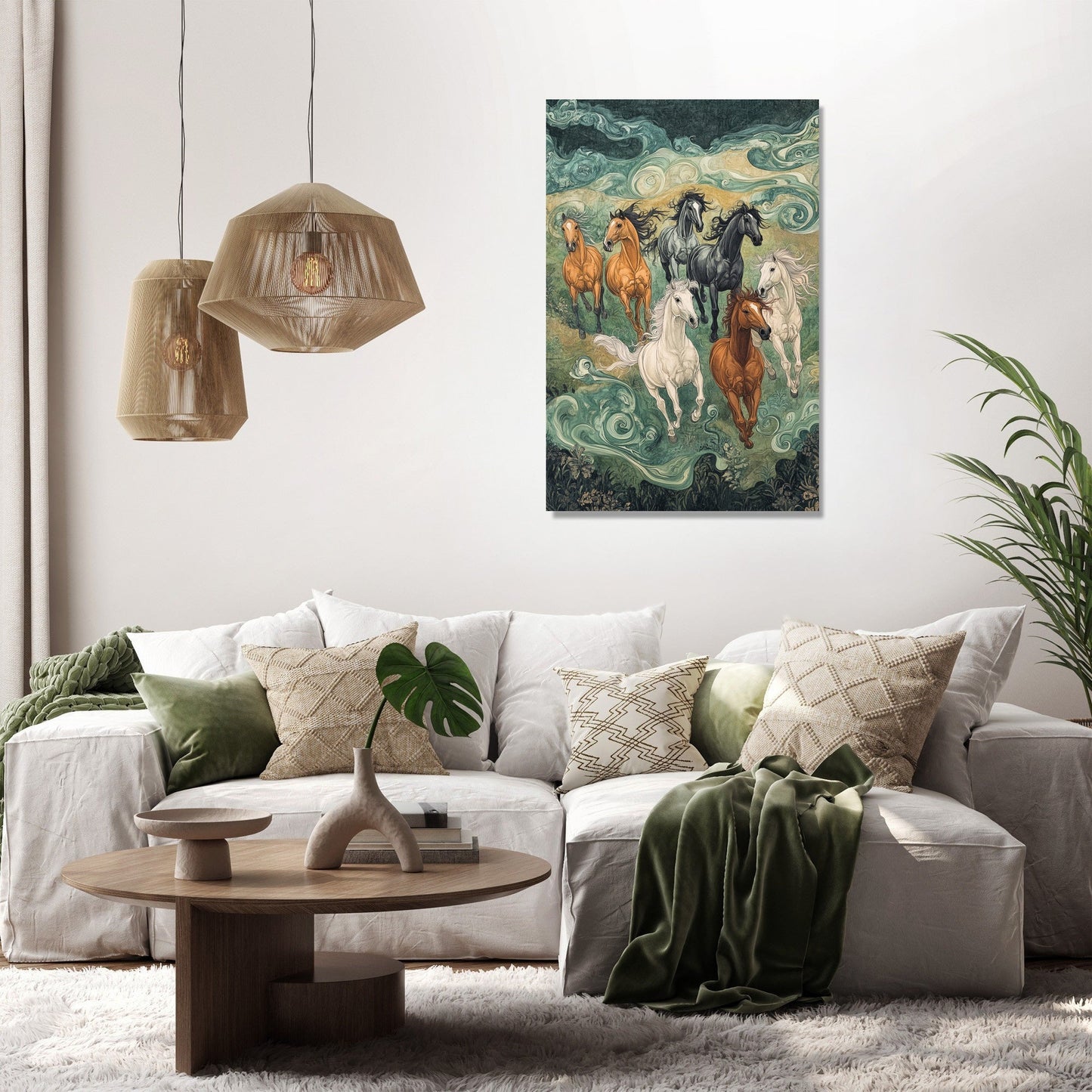 Lucky Running 7 Horses Canvas
