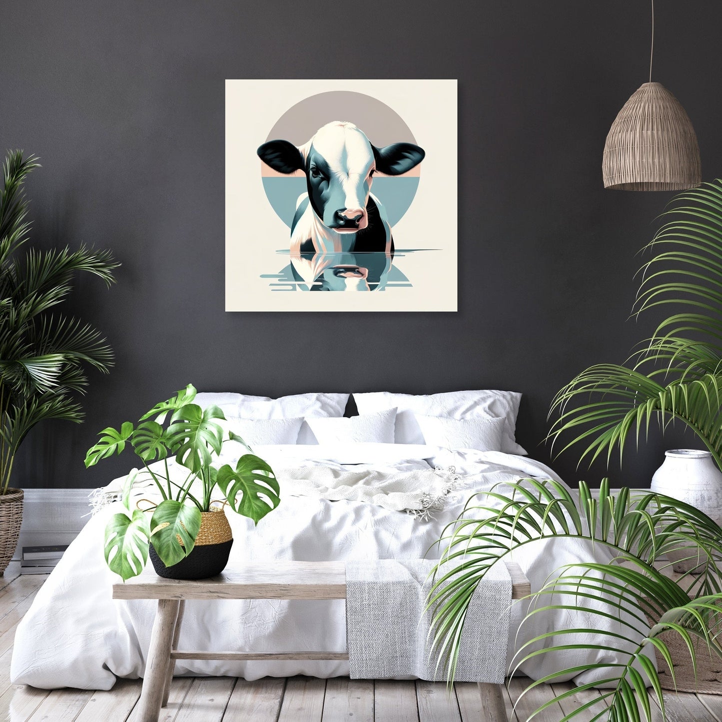 Pastel Modernist Cow Canvas