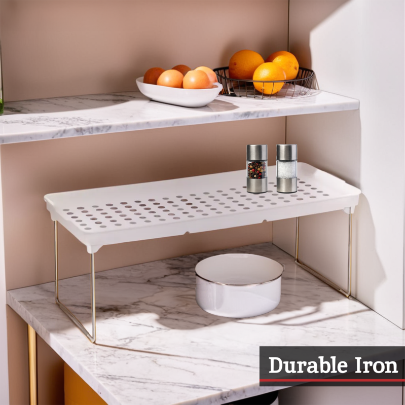 Set of 2 White and Grey Foldable Cabinet Racks | Romm
