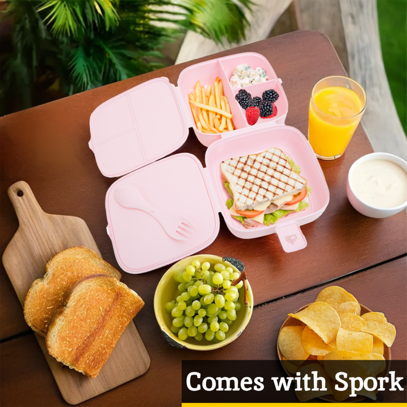 Grub Tub Four Compartments Pink Lunch Box