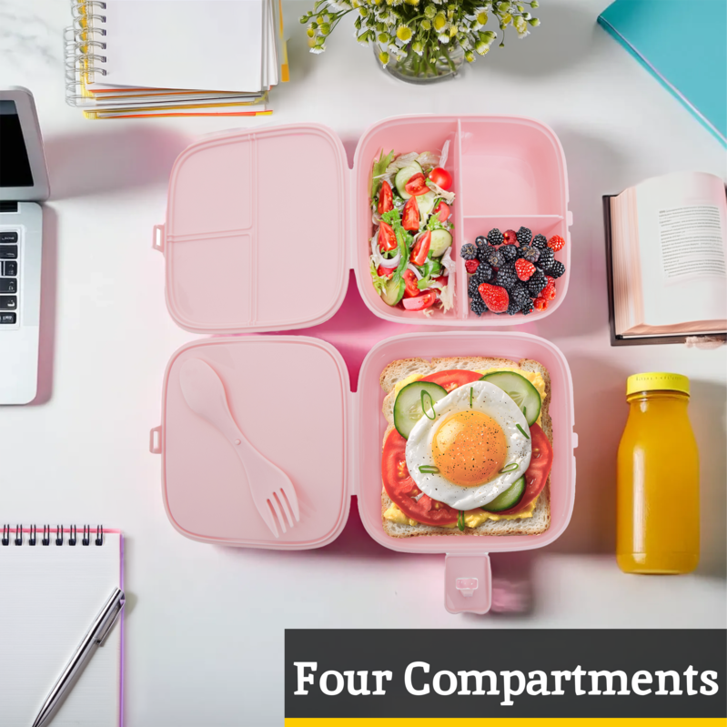 Grub Tub Four Compartments Pink Lunch Box